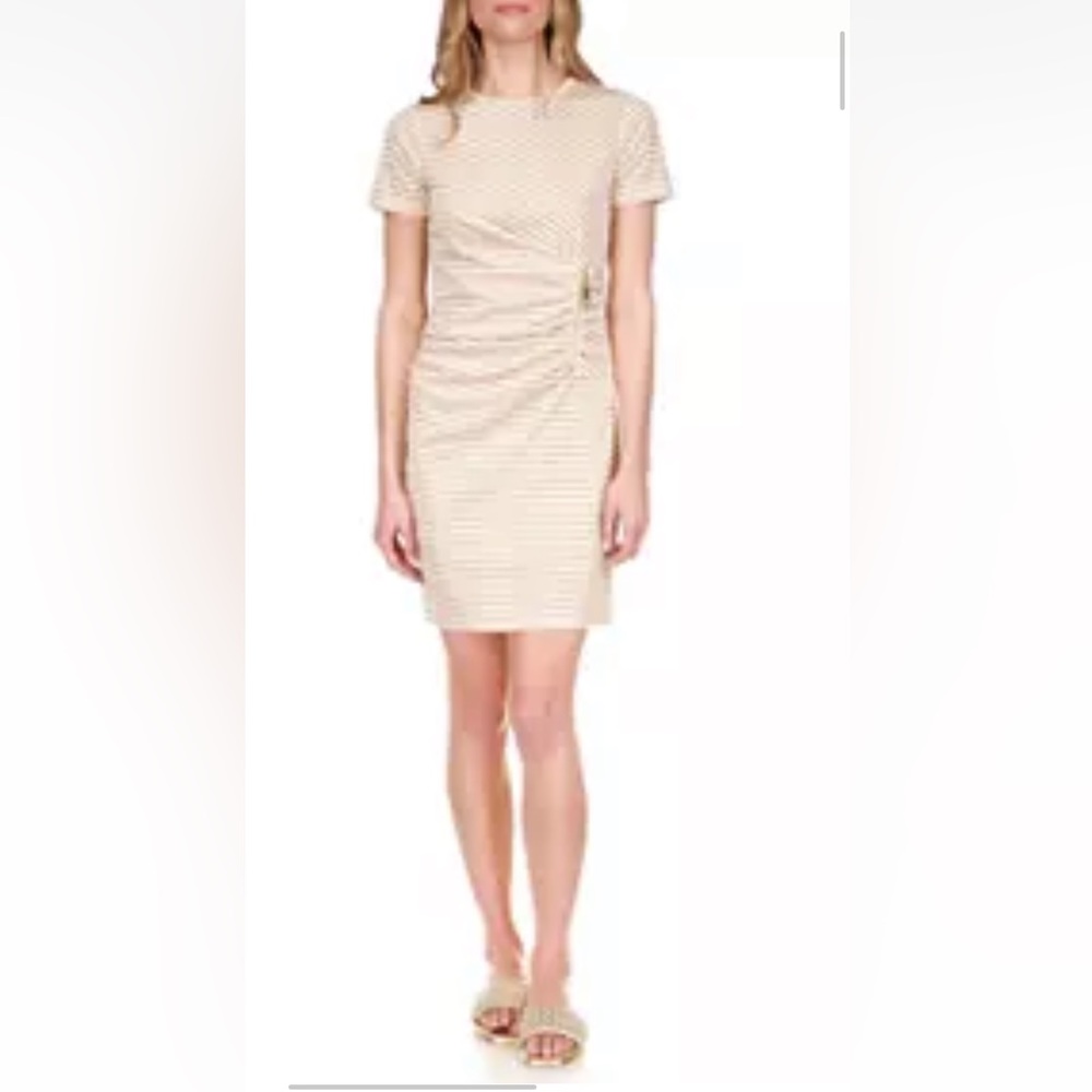 Women's Stripe Side Ruch Zip Dress